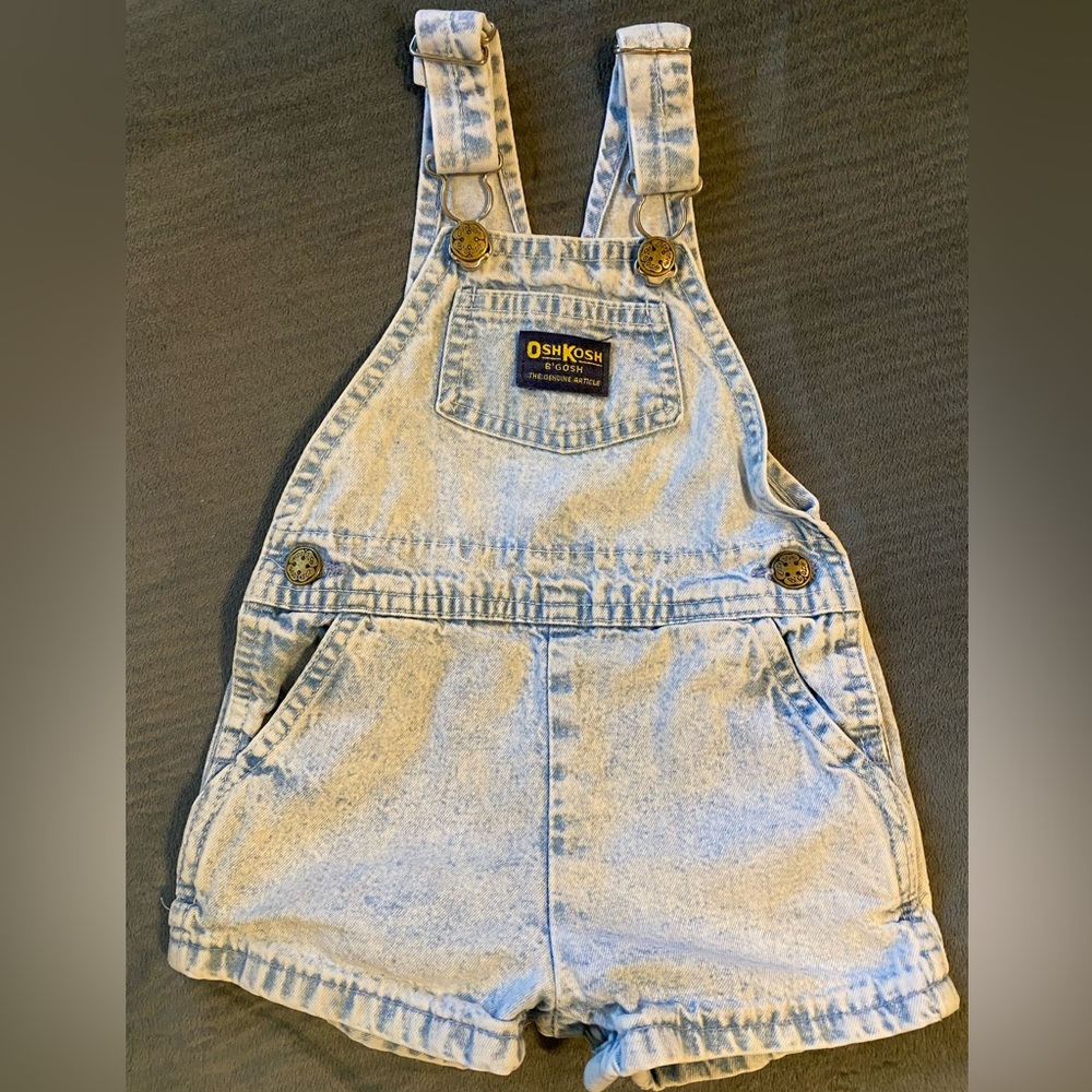 VINTAGE | MADE IN USA | OshKosh B'gosh Classic Shorts Overalls | Size 18-24m
